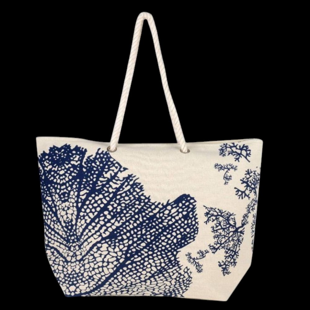 Canvas Tote Bag, Rope Handles, Zipper Closure, NWT